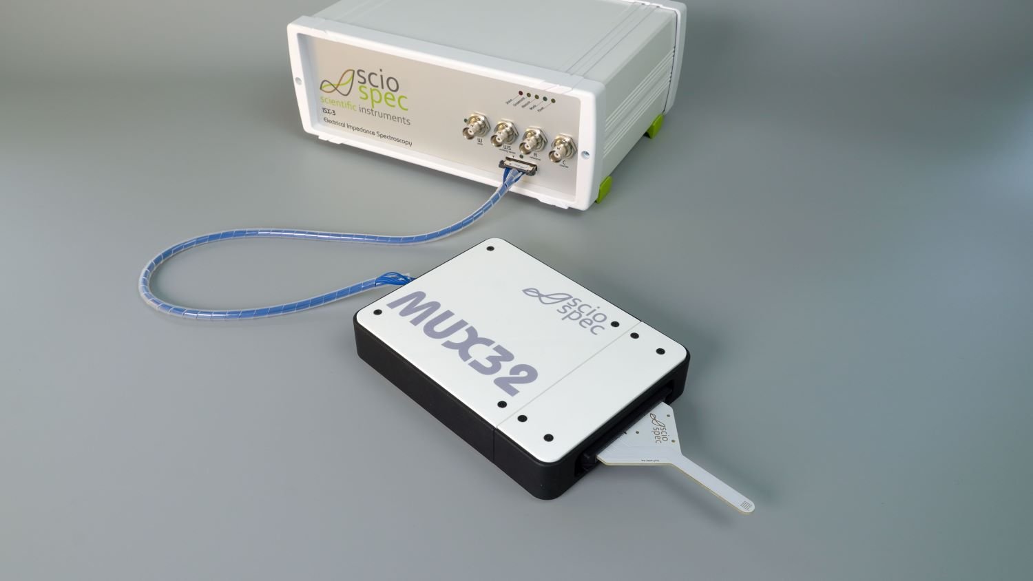 Sciospec ISX-3 EIT system with a multiplexer for high-density strain sensing and large-scale impedance measurements.