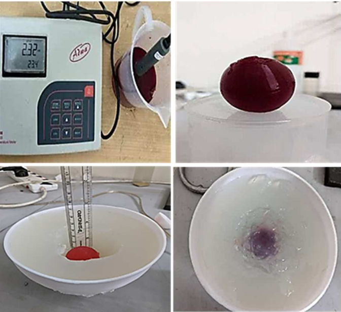 Tumor-mimicking region being inserted into breast phantom model for impedance analysis using Sciospec ISX-5.